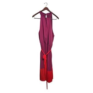 Lane Bryant Plus Size Pleated Colorblock Fit & Flare Dress SZ 26 Accordion Pleat